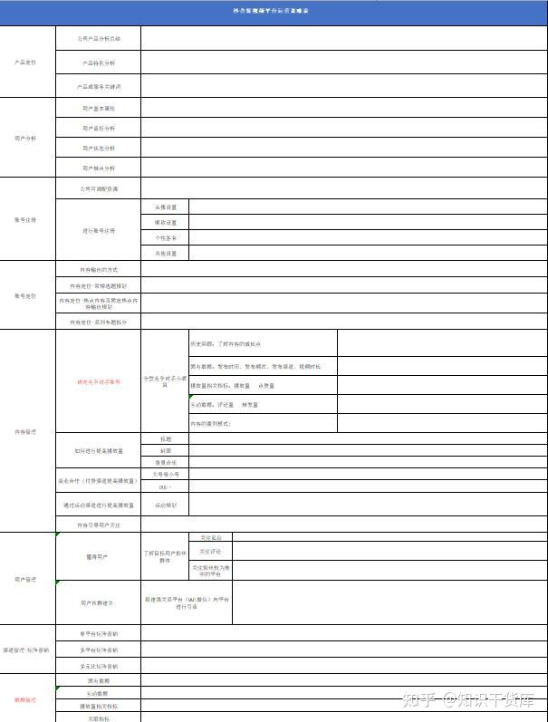 抖音短视频代运营计划项目规划方案表格